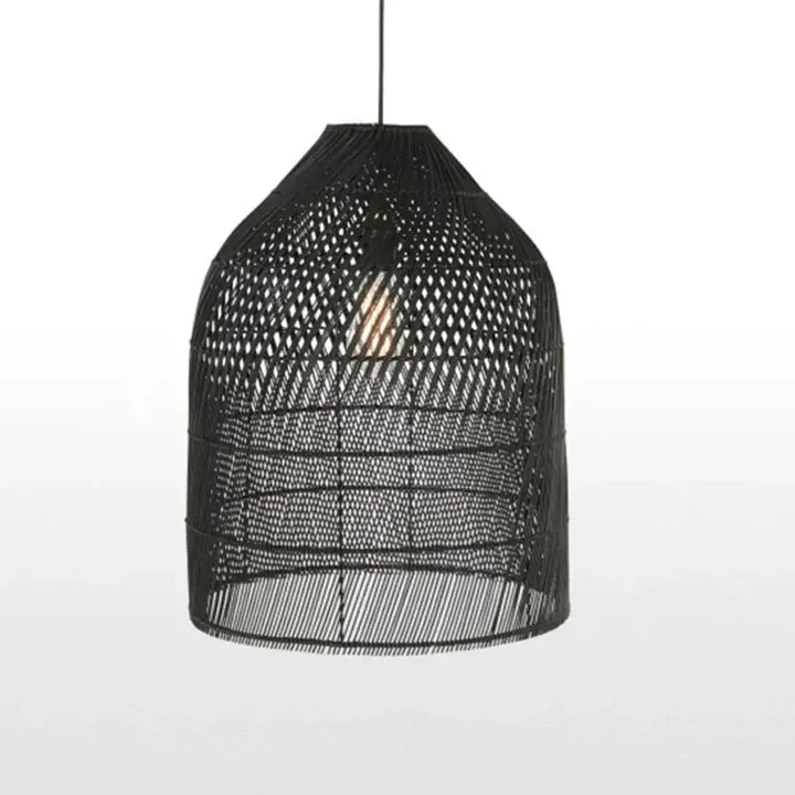 Suspension luminaire élégante en osier tressé façon lanterne

