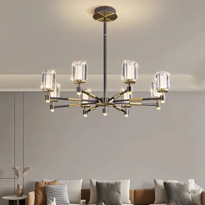 Suspension luminaire élégante en verre strié et métal design