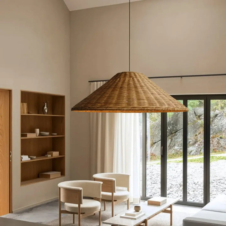 Suspension luminaire en fibre naturelle style bohème design
