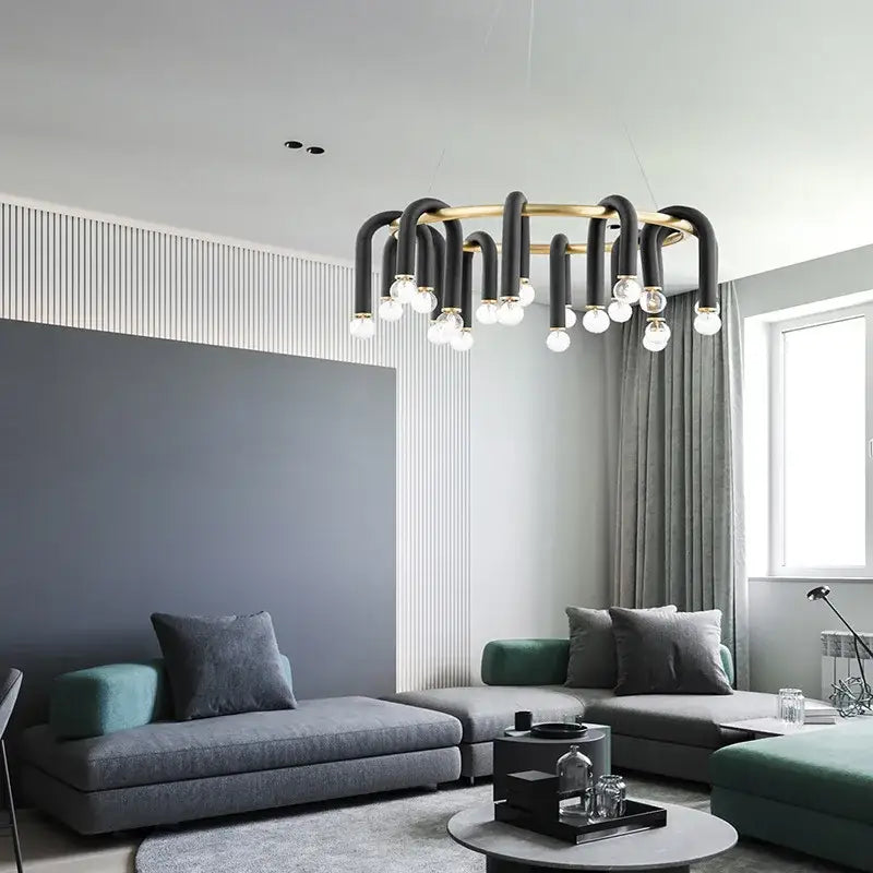 Suspension luminaire en forme de u inversée noire épurée