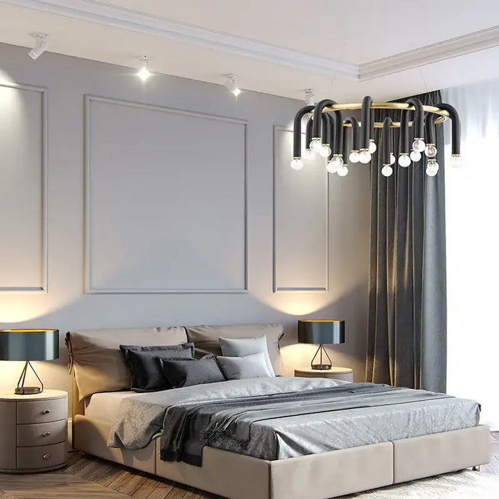 Suspension luminaire en forme de u inversée noire épurée