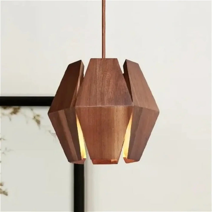 Suspension géométrique en bois naturel marron style chic