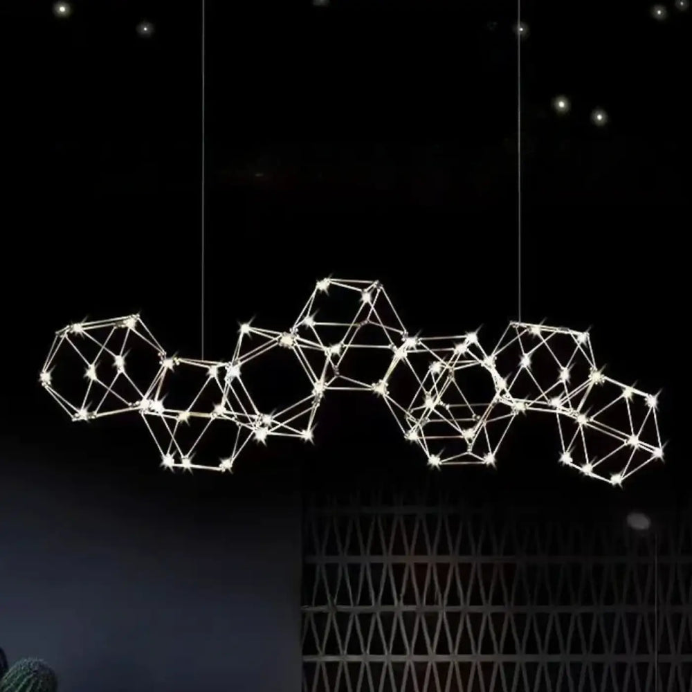 Suspension luminaire géométrique led design moderne doré