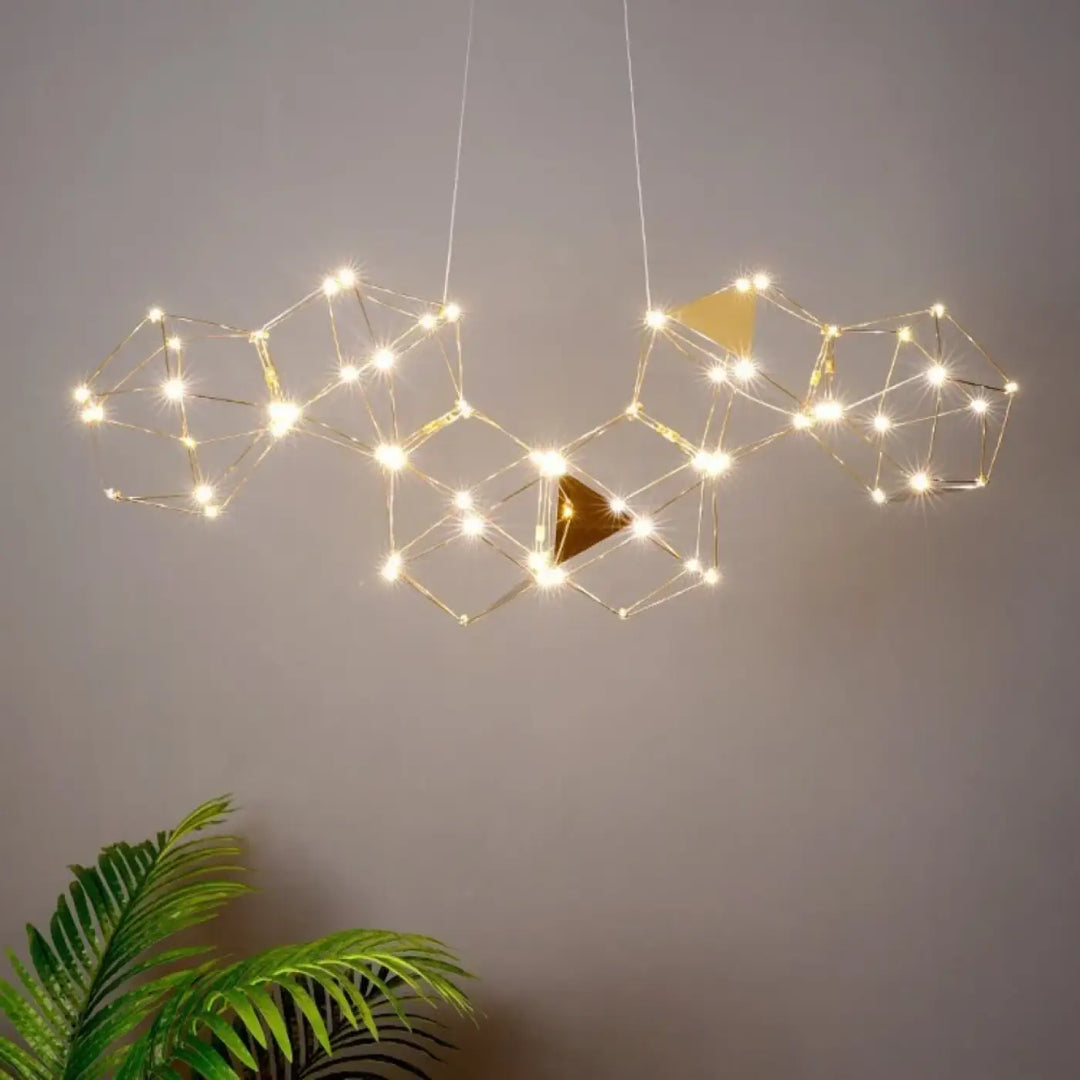 Suspension luminaire géométrique led design moderne doré