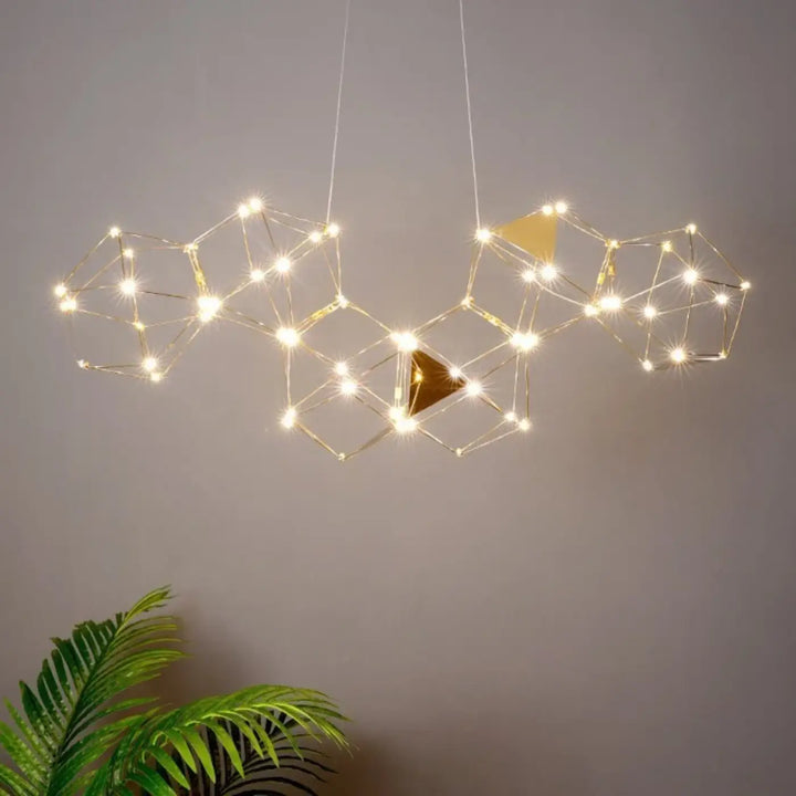 Suspension luminaire géométrique led design moderne doré