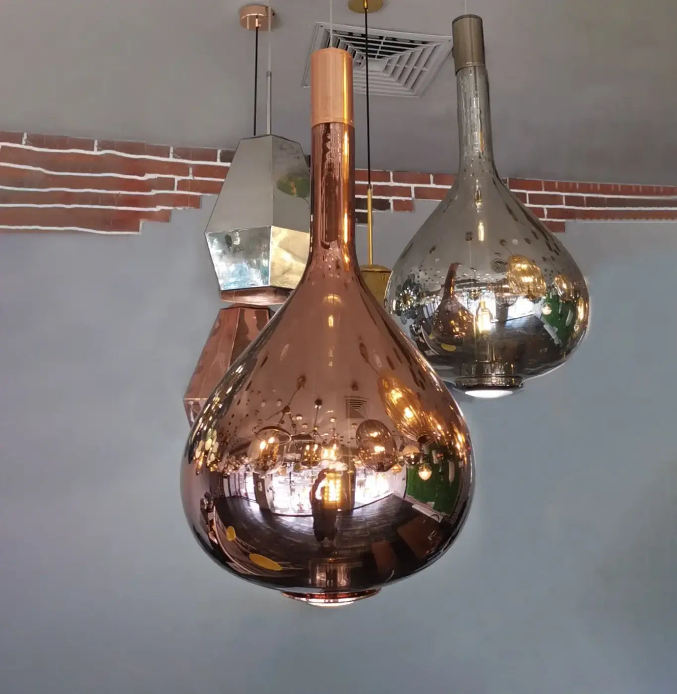 Suspension LED Globo 8 Flammes - Cristaux Fumés - Chrome - 61 Cm
