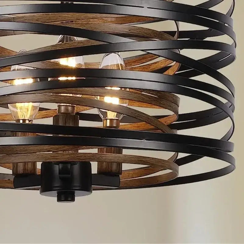 Suspension luminaire graphique noire à cercles concentriques