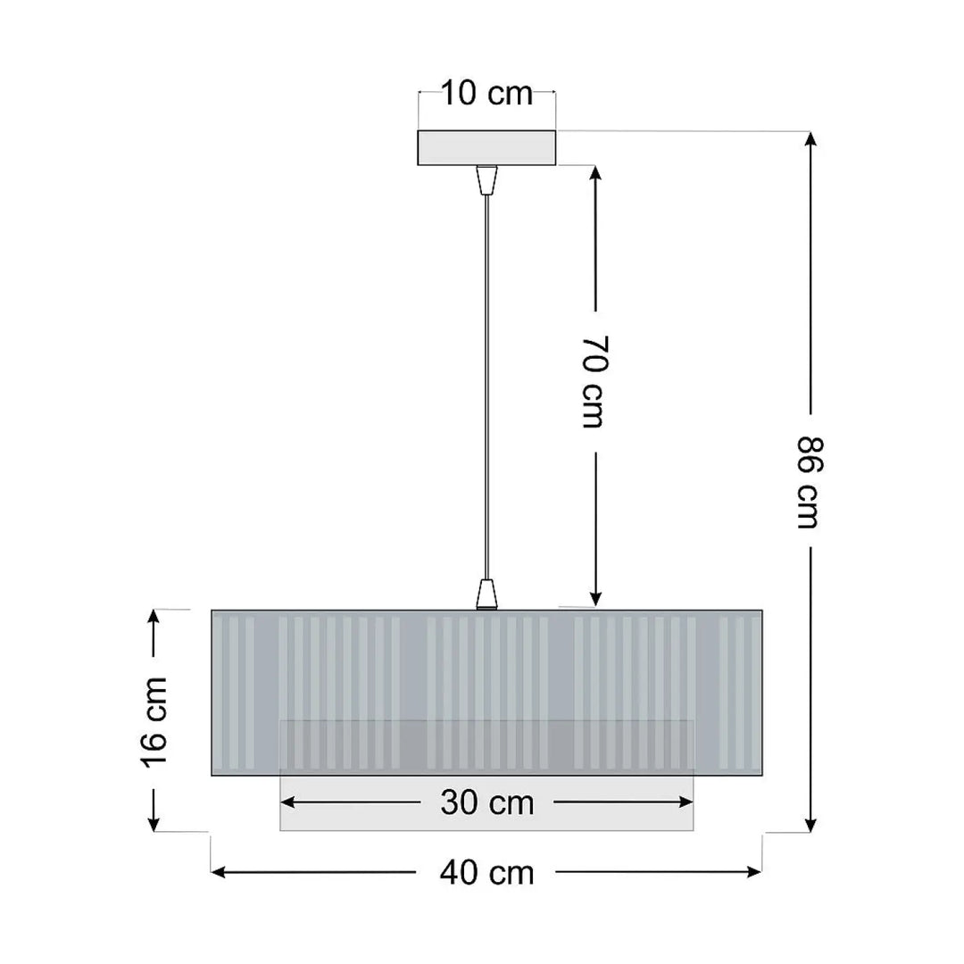 Suspension luminaire duo lami line gris avec finition métallique texturée grise et rainures verticales