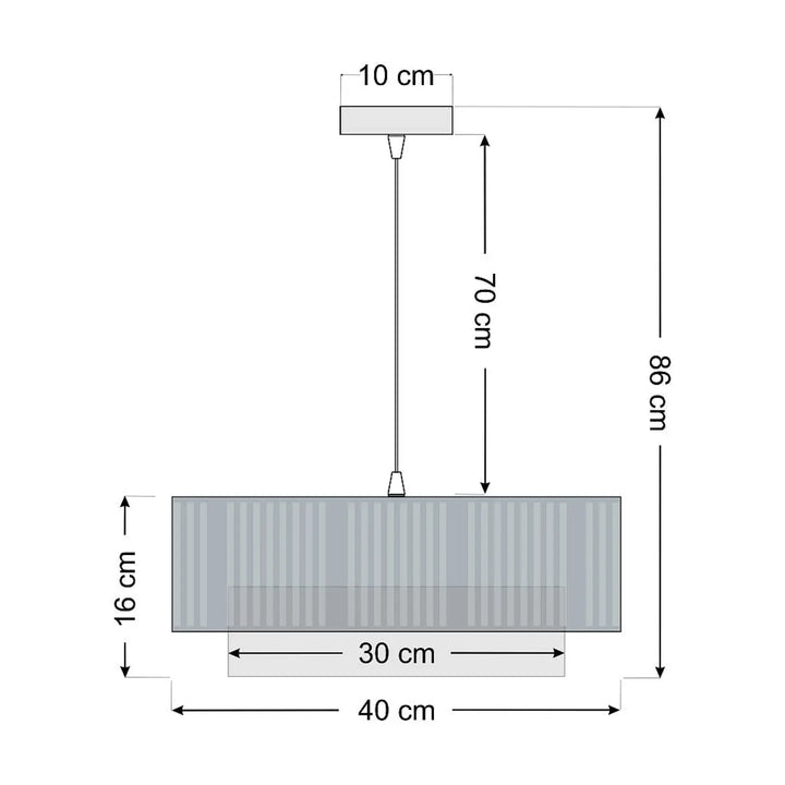 Suspension luminaire duo lami line gris avec finition métallique texturée grise et rainures verticales
