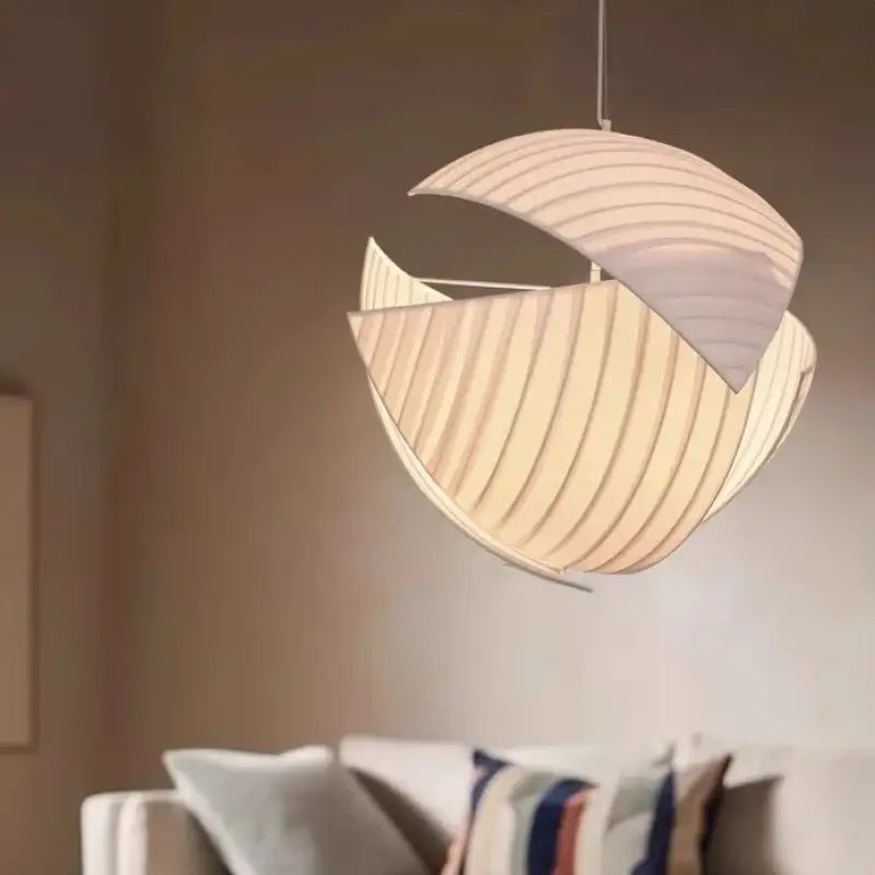 Suspension luminaire japonaise en tissu blanc élégant