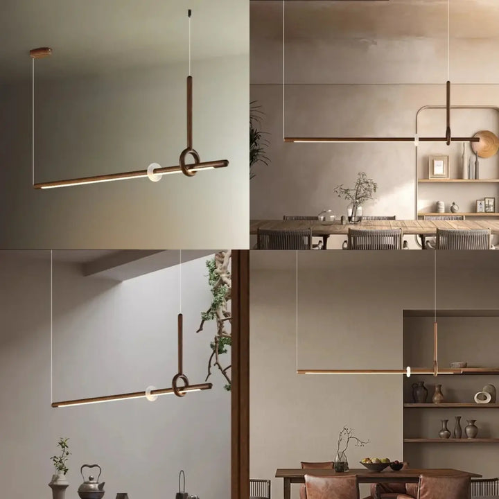 Suspension luminaire led design bois et acrylique chic