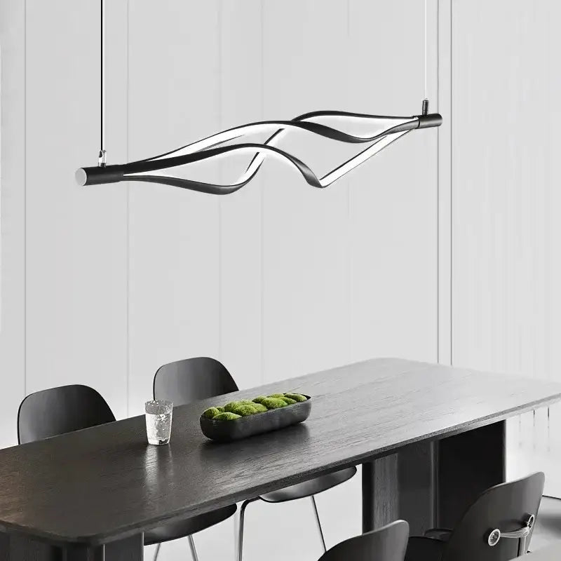 Suspension luminaire led ligne ondulée moderne noir