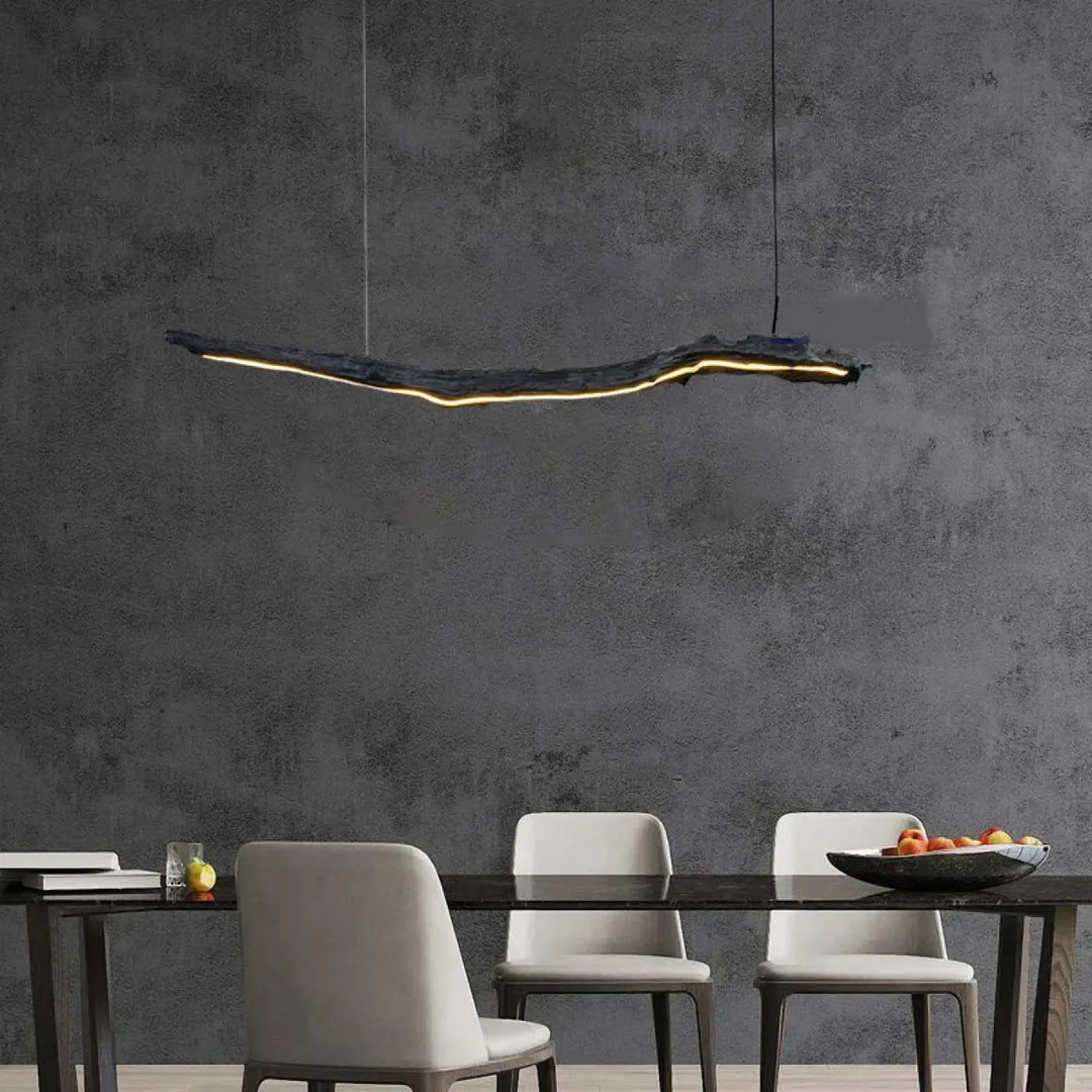 Suspension luminaire led sculpturale ligne organique noir