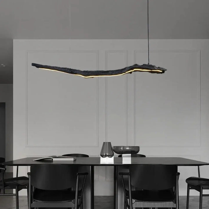 Suspension luminaire led sculpturale ligne organique noir