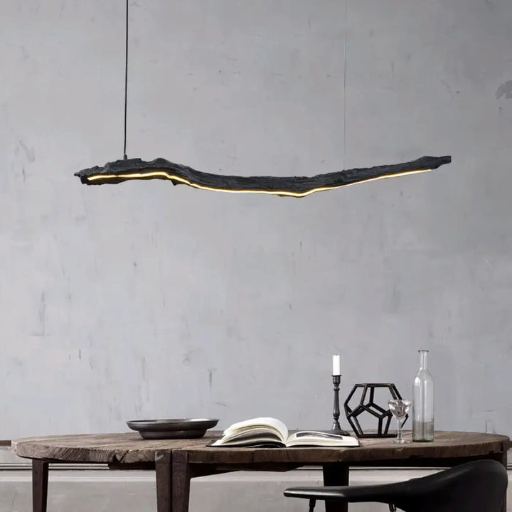 Suspension luminaire led sculpturale ligne organique noir