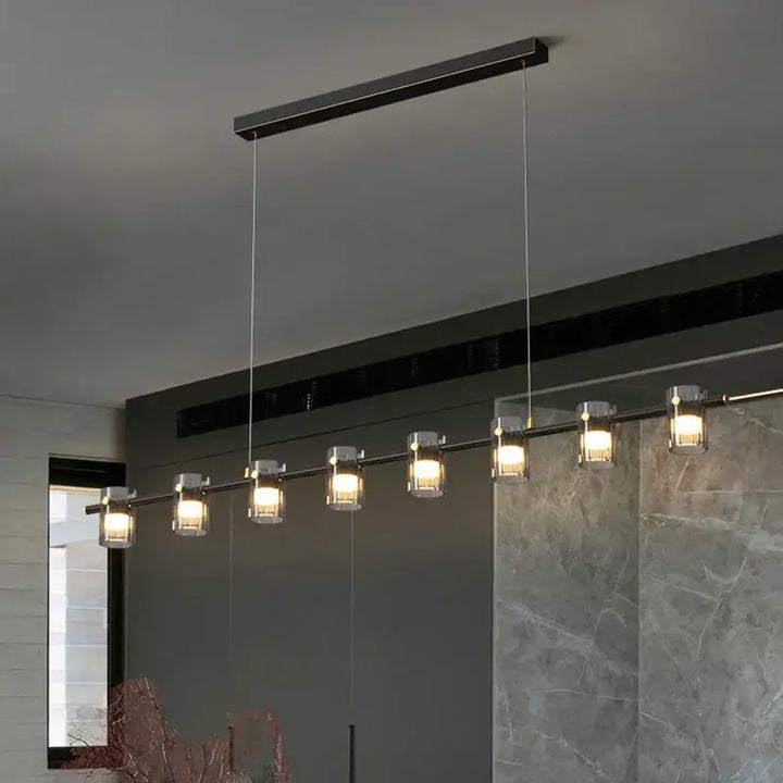 Suspension luminaire linéaire en verre moderne noir élégant