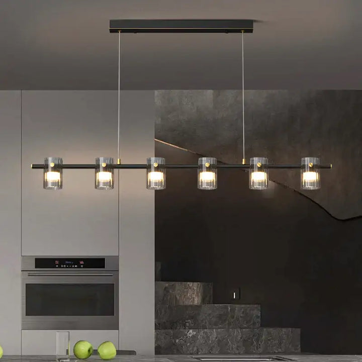 Suspension luminaire linéaire en verre moderne noir élégant