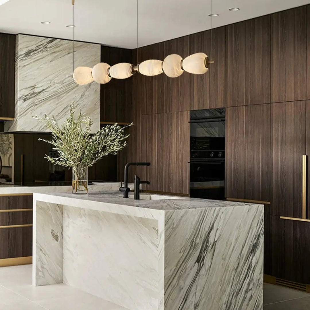 Suspension luminaire linéaire en verre opalin design moderne