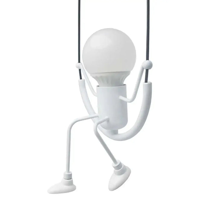 Suspension luminaire alako blanc en plastique avec tête ampoule et bras articulés luminaire ludique