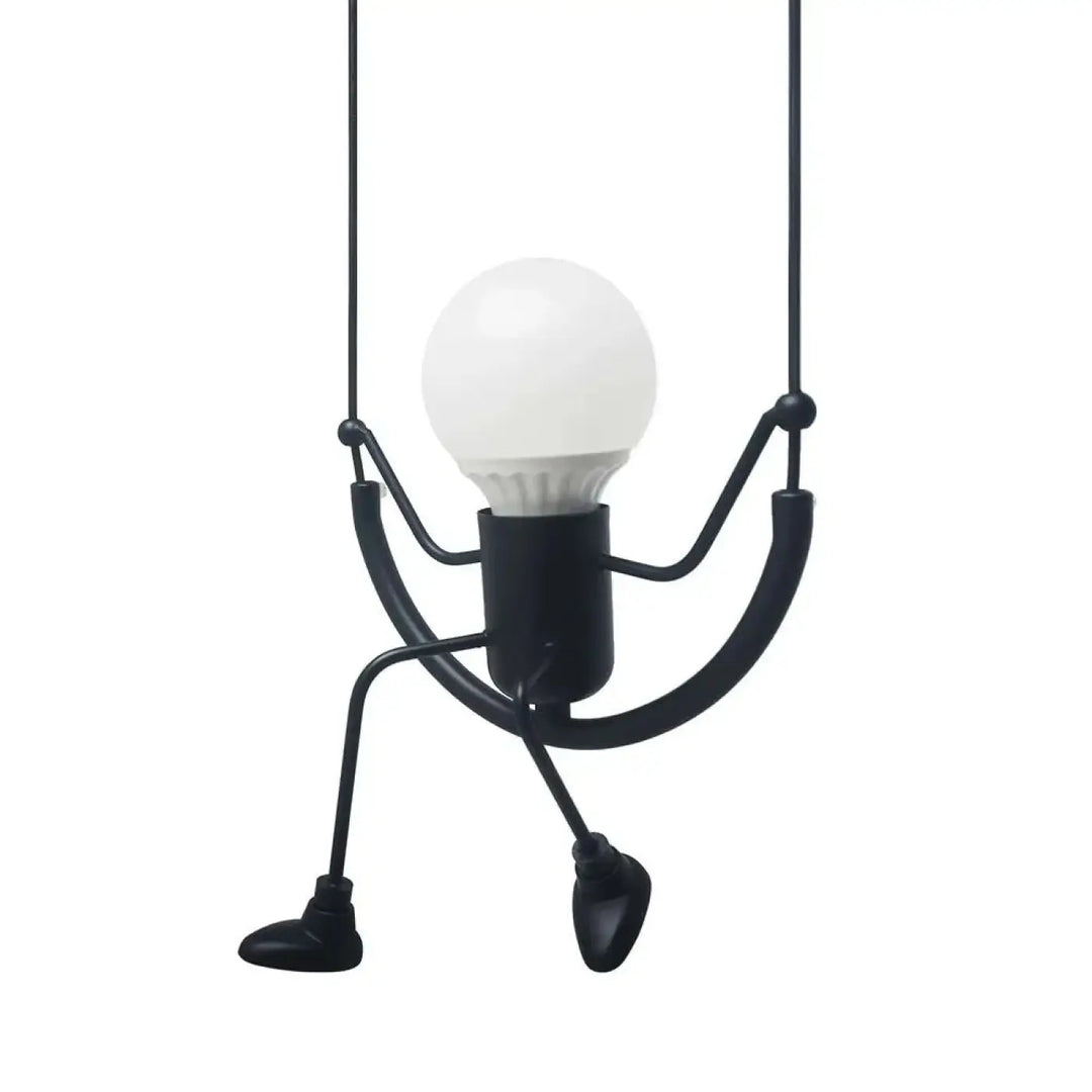 Suspension luminaire alako en métal noir style balançoire avec ampoule en verre dépoli luminaire ludique