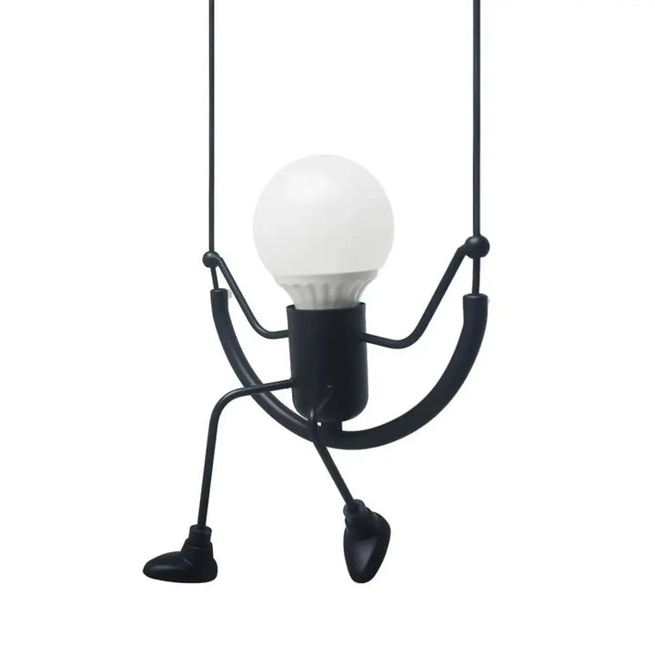 Suspension luminaire alako en métal noir style balançoire avec ampoule en verre dépoli luminaire ludique