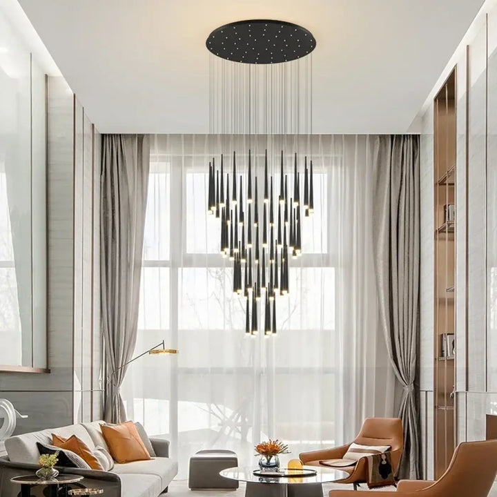 Suspension luminaire de luxe dorée pour escalier moderne