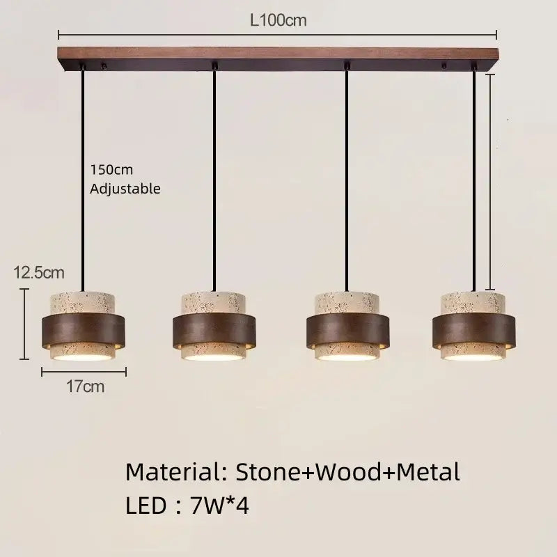 Suspension luminaire en marbre avec finition bois marron naturel