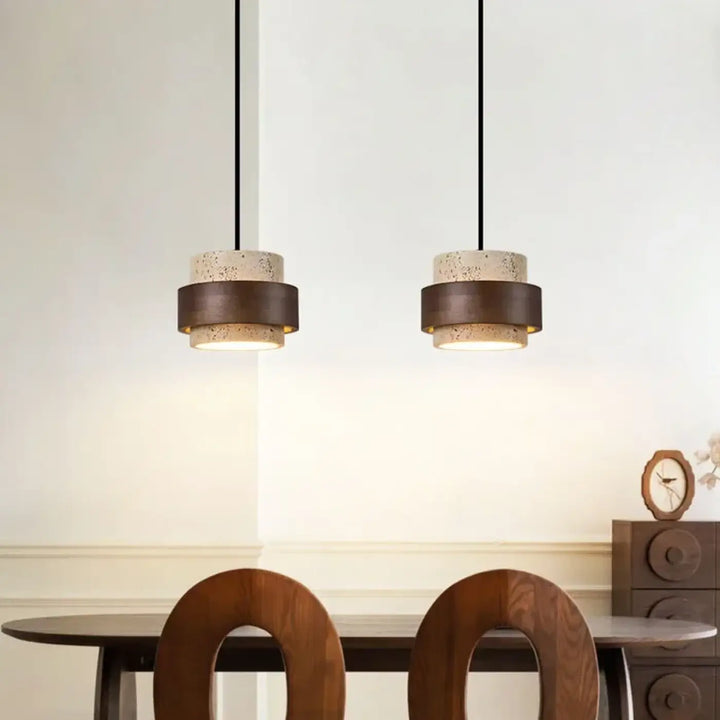Suspension luminaire en marbre orné de bois massif élégant