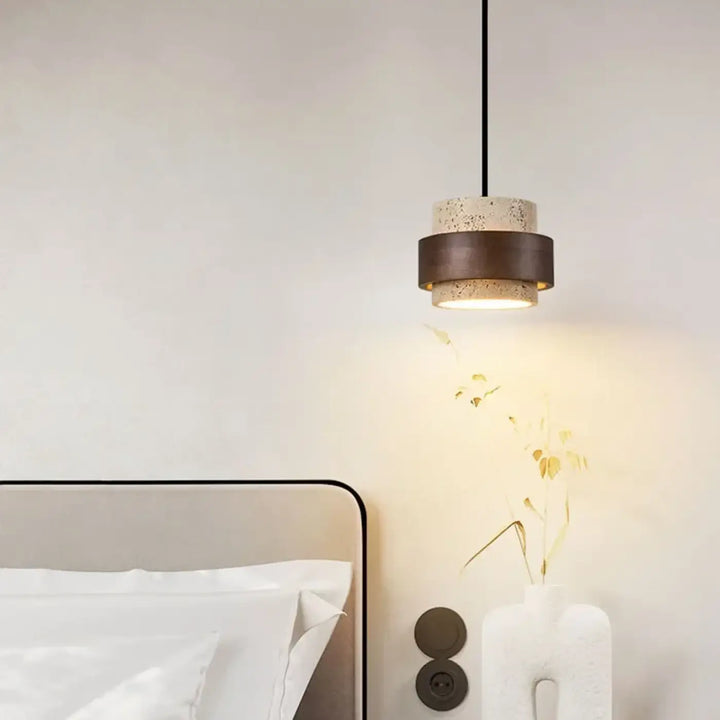 Suspension luminaire en marbre orné de bois massif élégant
