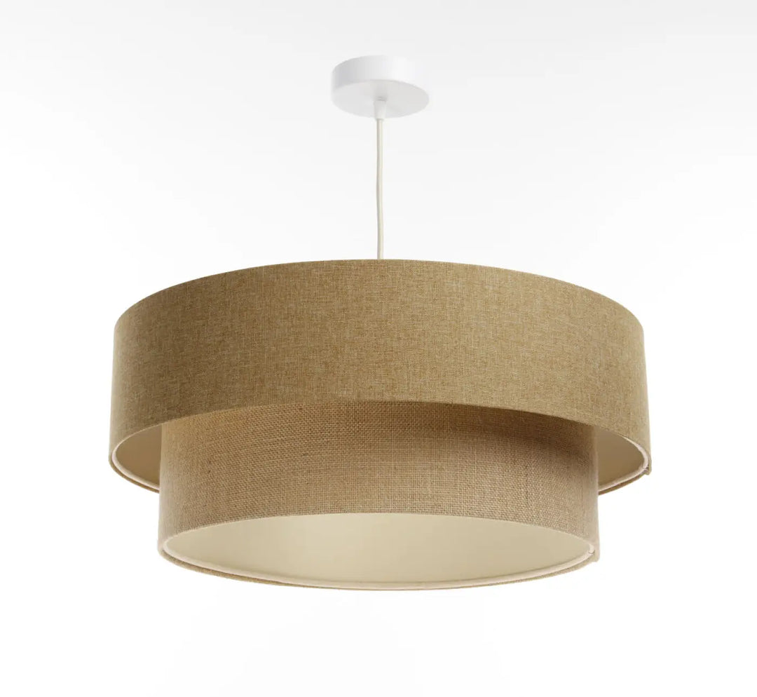 Suspension luminaire duo boho elegant beige en lin avec montage plafond blanc dans un style luminaire marron