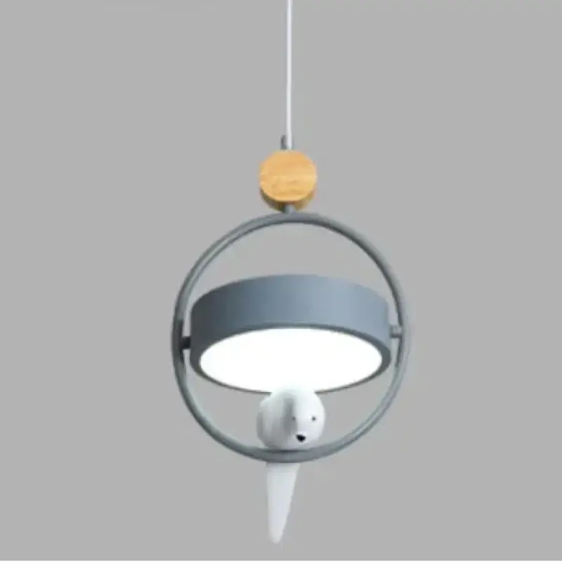 Suspension luminaire en métal et bois avec oiseau élégant