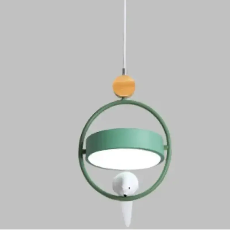Suspension luminaire en métal et bois avec oiseau élégant