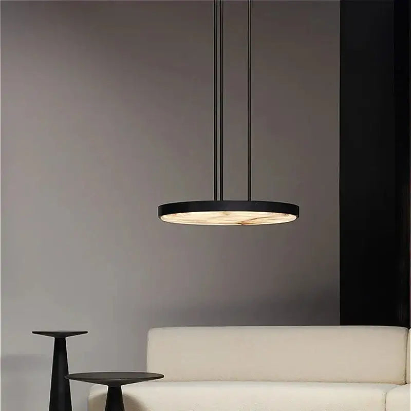 Suspension luminaire en métal avec lampe en marbre design