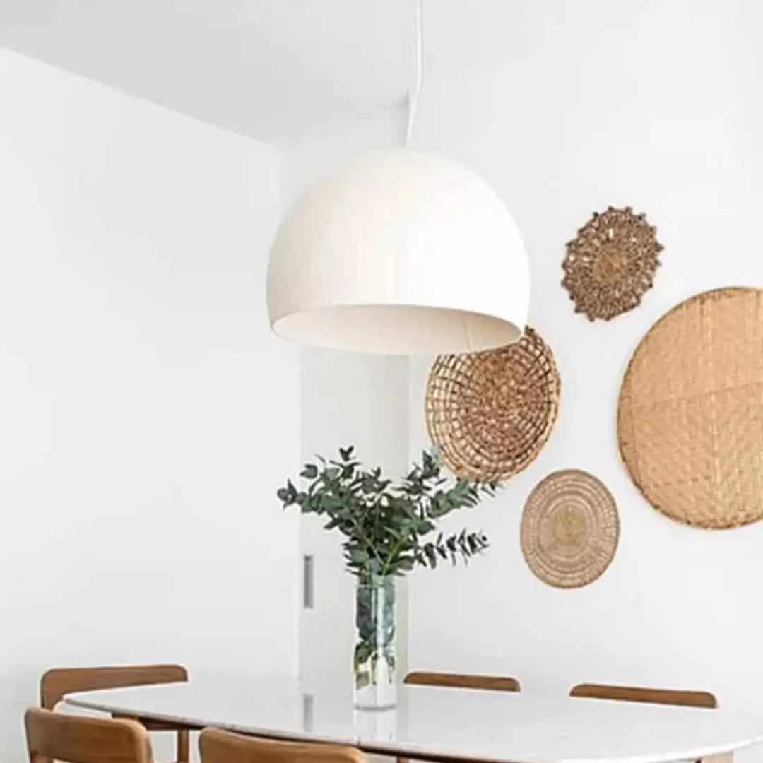 Suspension métal et tissu design élégant blanc chic