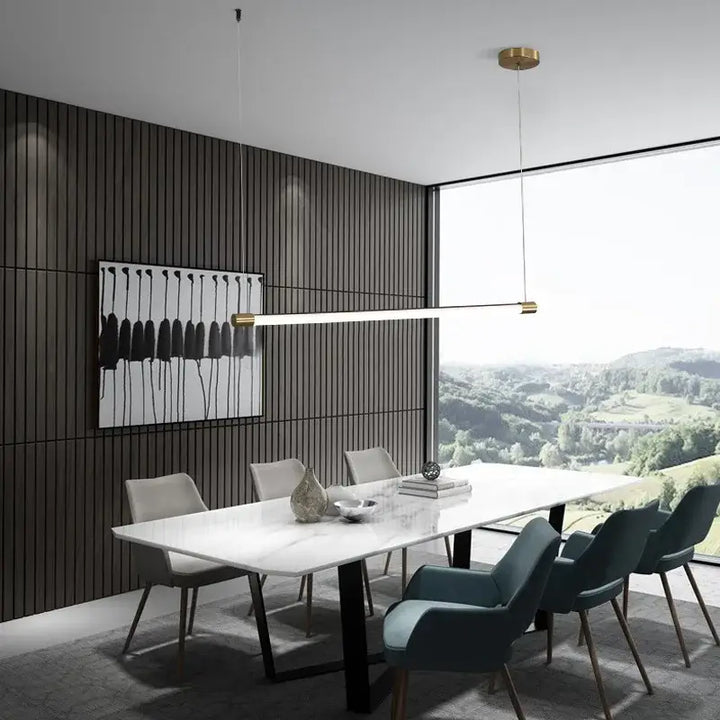 Suspension luminaire design minimaiste blanche avec motif doré