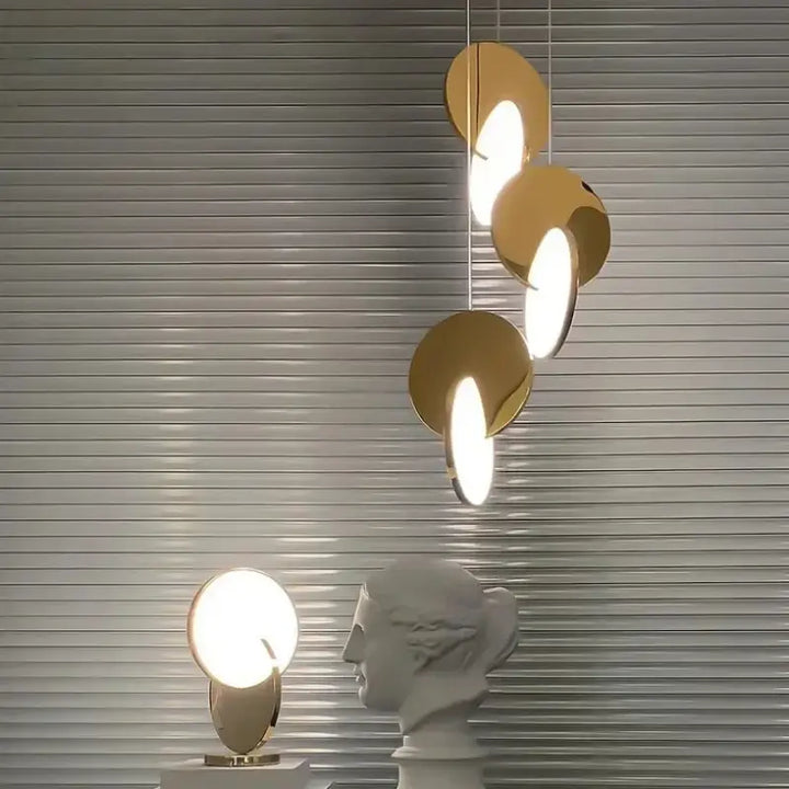 Suspension Luminaire Minimaliste Avec Un Disque Aluminium Acrylique
