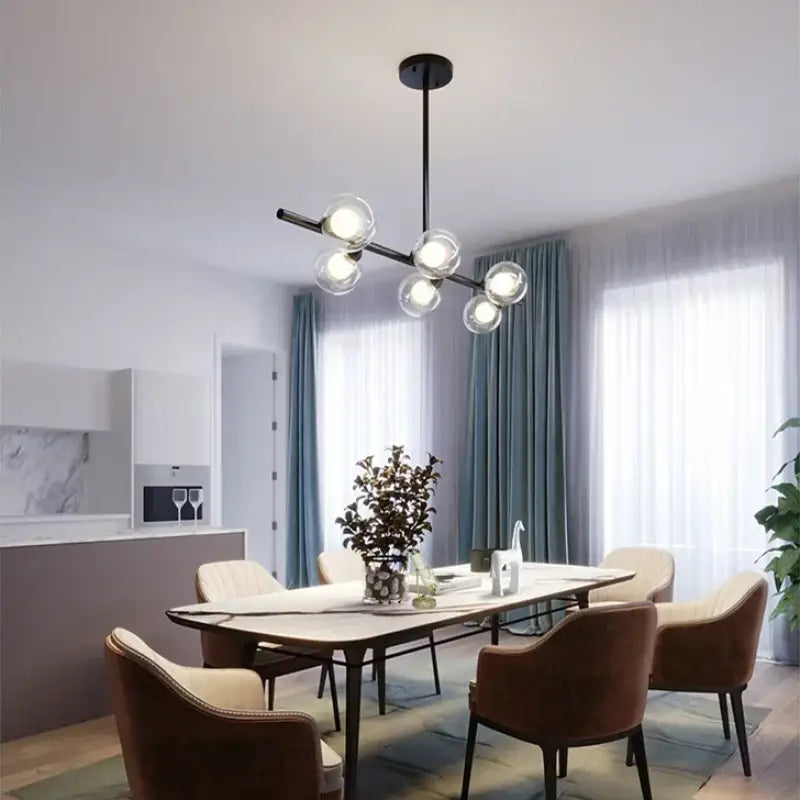 Suspension luminaire minimaliste noir et verre opalin chic