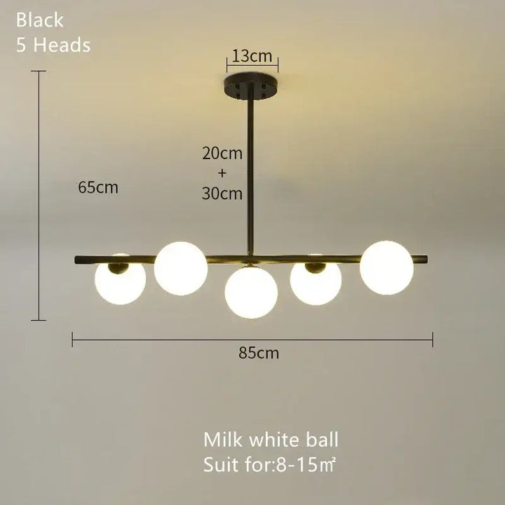 Suspension luminaire minimaliste noir et verre opalin chic