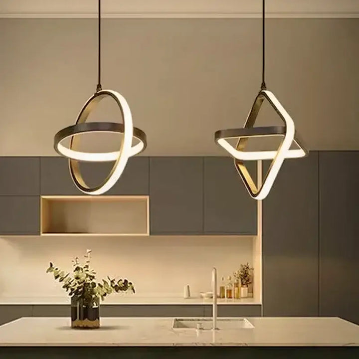 La suspension luminaire minimaliste style géométrique noir