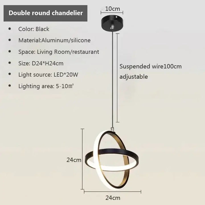 La suspension luminaire minimaliste style géométrique noir