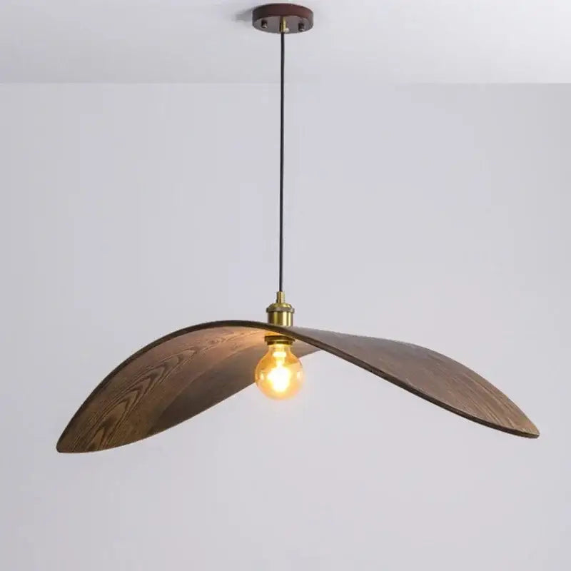 Suspension luminaire moderne en bois forme aile élégante