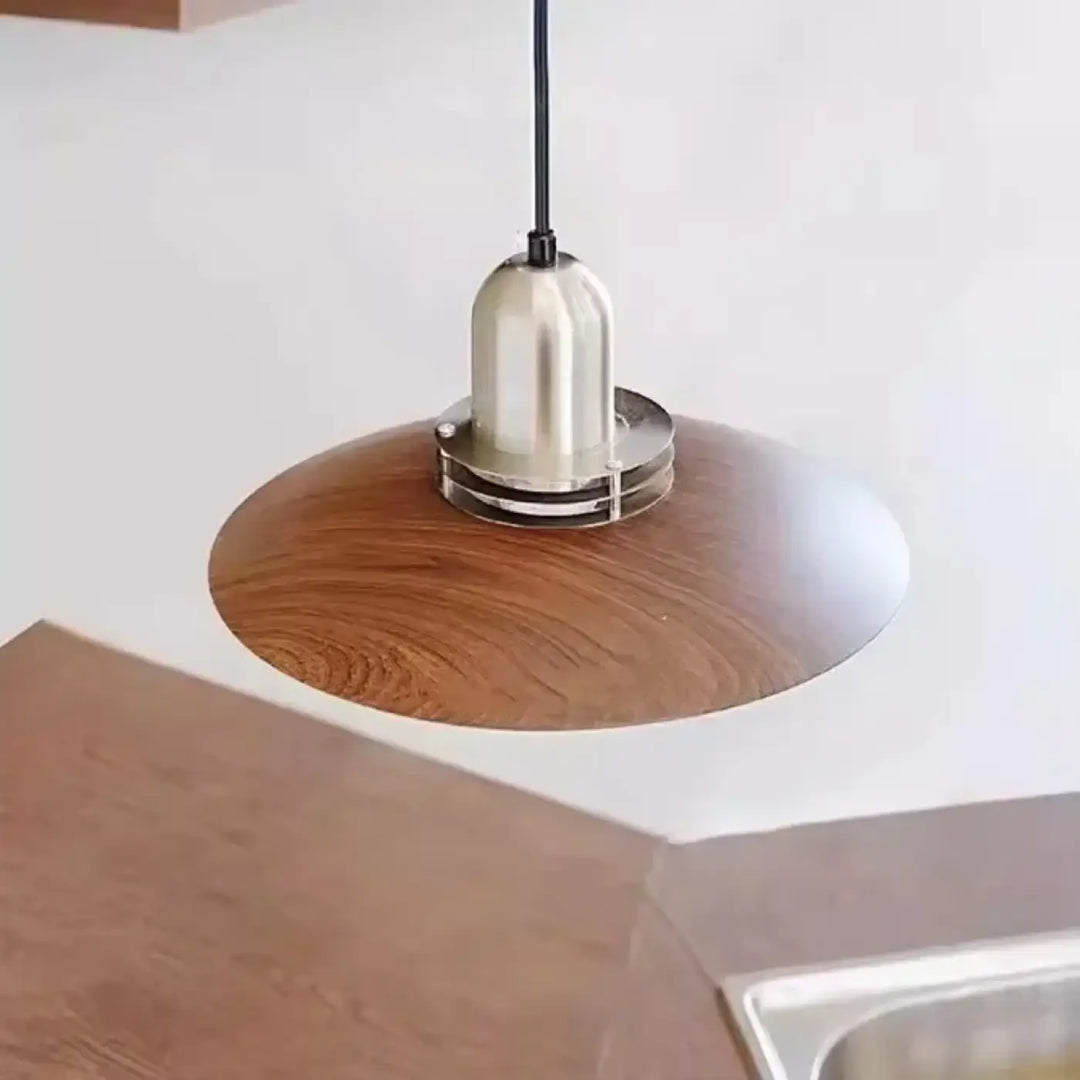Suspension luminaire moderne en bois et métal design épuré