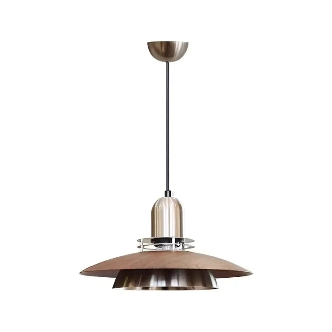 Suspension luminaire moderne en bois et métal design épuré