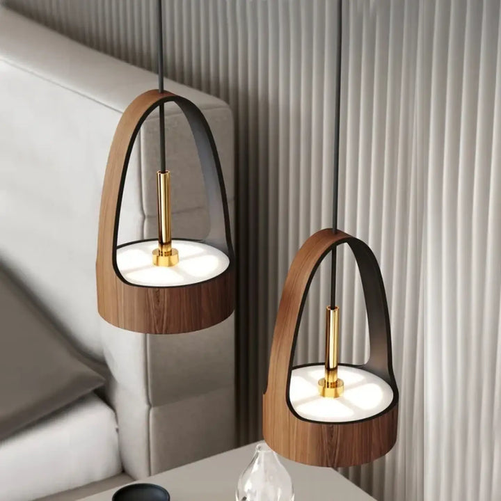 Suspension luminaire moderne design en bois et en métal