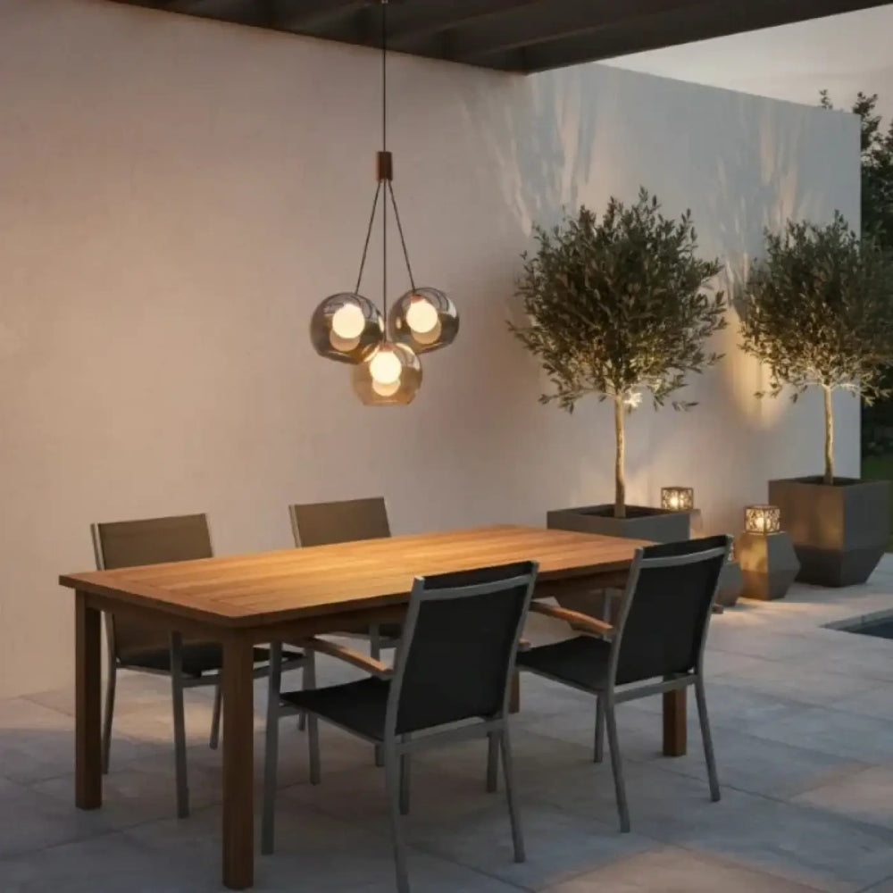 Luminaire plafonnier troniu suspension luminaire moderne trois globes en verre sphérique avec chaîne métal sombre idéal salle à manger plus qu’un