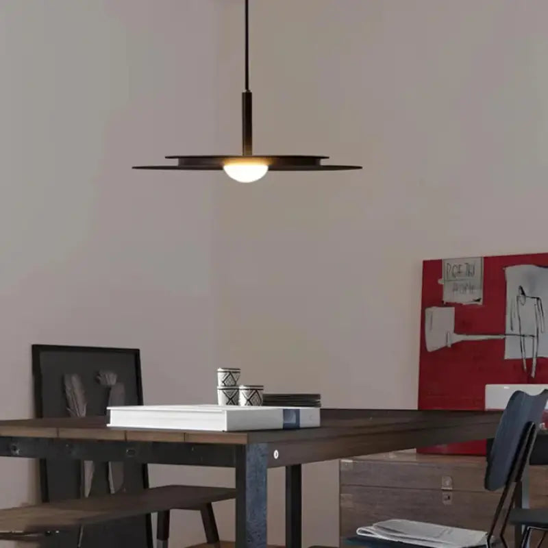 Suspension luminaire moderne disque plat design minimaliste

