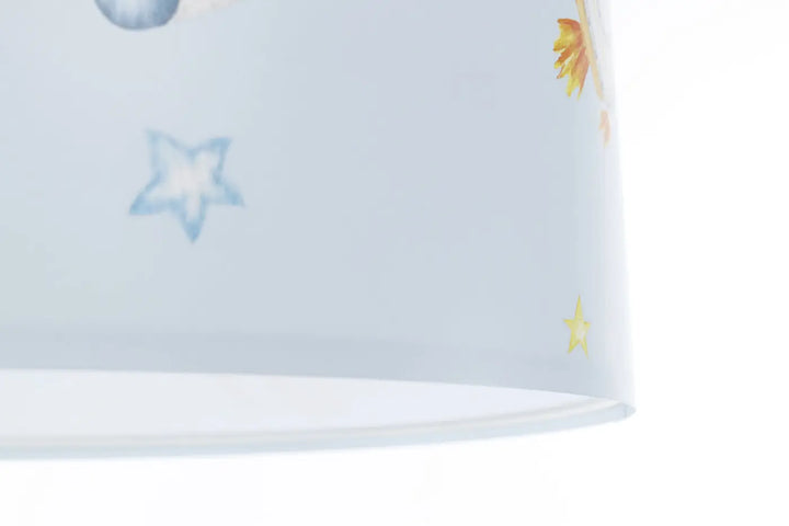 Suspension luminaire sweet dreams avec abat-jour bleu clair à motifs fusées discrets pour suspension luminaire moderne