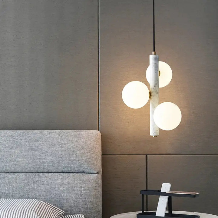Suspension Luminaire Moderne Globes Opalins Doré blanc Vert
