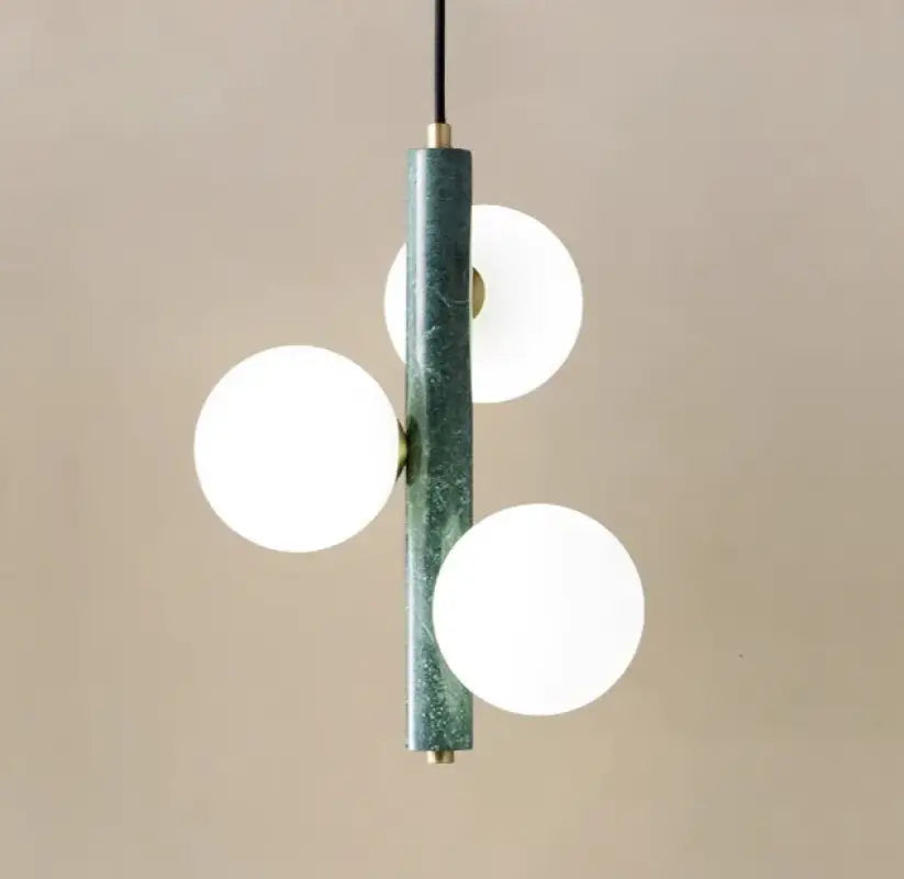 Suspension Luminaire Moderne Globes Opalins Doré blanc Vert