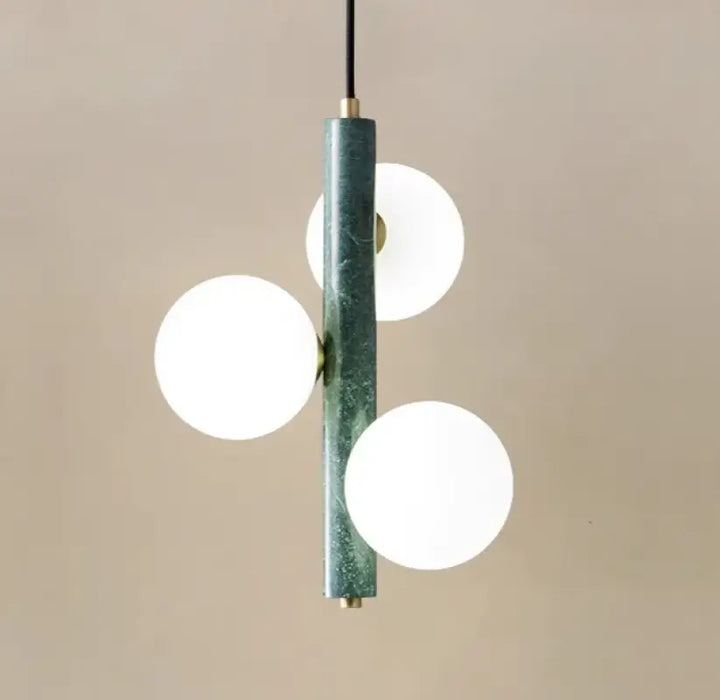Suspension Luminaire Moderne Globes Opalins Doré blanc Vert
